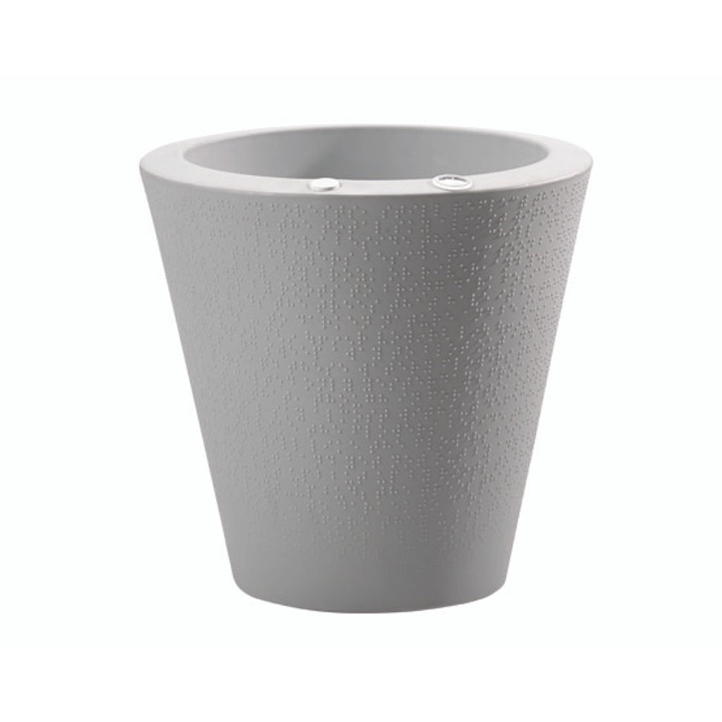 Gray textured planter pot on a white background
