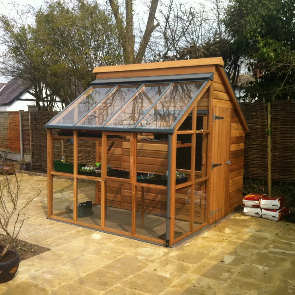 Gabriel Ash Classic Grow & Store Greenhouse Kit with Tempered Glass Panels and Red Cedar Wood Frame Gabriel Ash