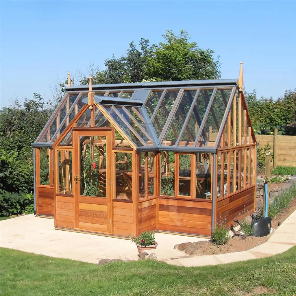 Gabriel Ash Portico Series Greenhouse Kit 11 x 14 ft. with Tempered Glass Panels and Red Cedar Wood Frame Gabriel Ash