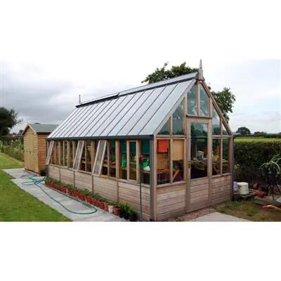 Gabriel Ash Wisley Series Greenhouse Kit with Tempered Glass Panels and Red Cedar Wood Frame Gabriel Ash