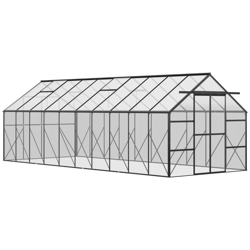 Outsunny 20x8 Aluminum Walk-In Greenhouse with Vent & Sliding Door