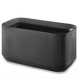 Black rectangular planter with ribbed texture on a white background