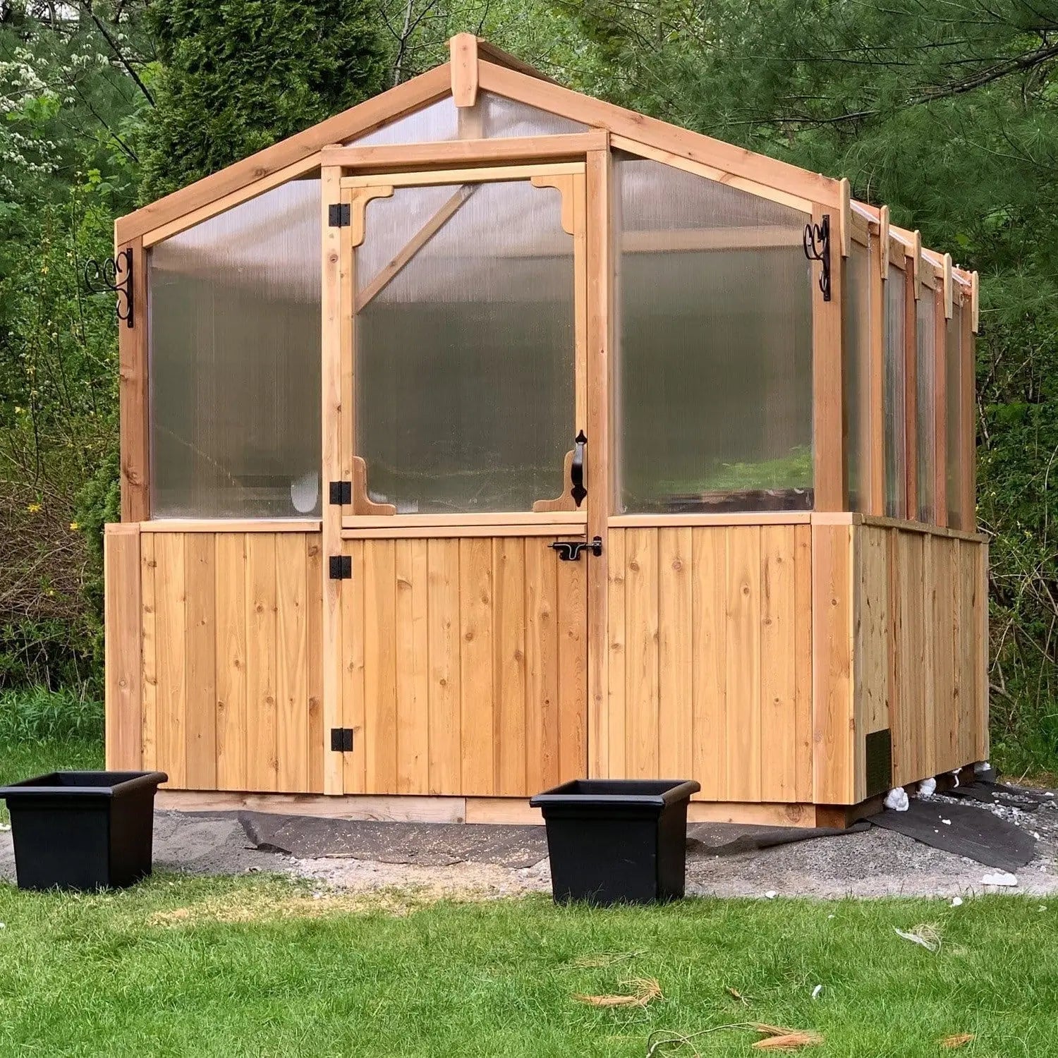 Outdoor Living Greenhouse Kit 8 ft. Wide with 6mm Twin Wall Polycarbonate Panels and Cedar Wood Frame Outdoor Living Today
