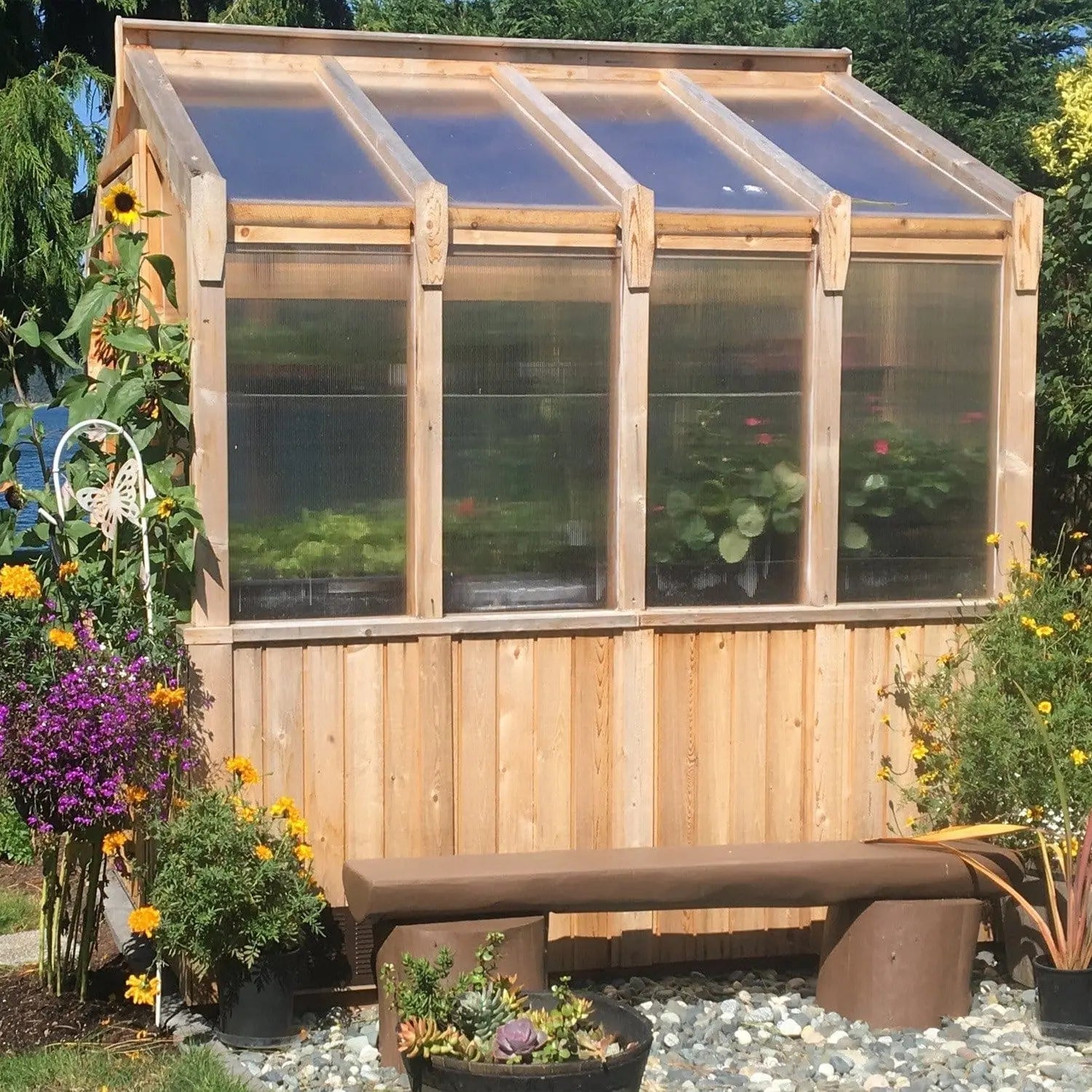 Outdoor Living Greenhouse Kit 8 ft. Wide with 6mm Twin Wall Polycarbonate Panels and Cedar Wood Frame Outdoor Living Today