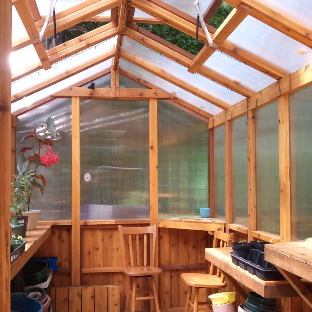 Outdoor Living Greenhouse Kit 8 ft. Wide with 6mm Twin Wall Polycarbonate Panels and Cedar Wood Frame Outdoor Living Today