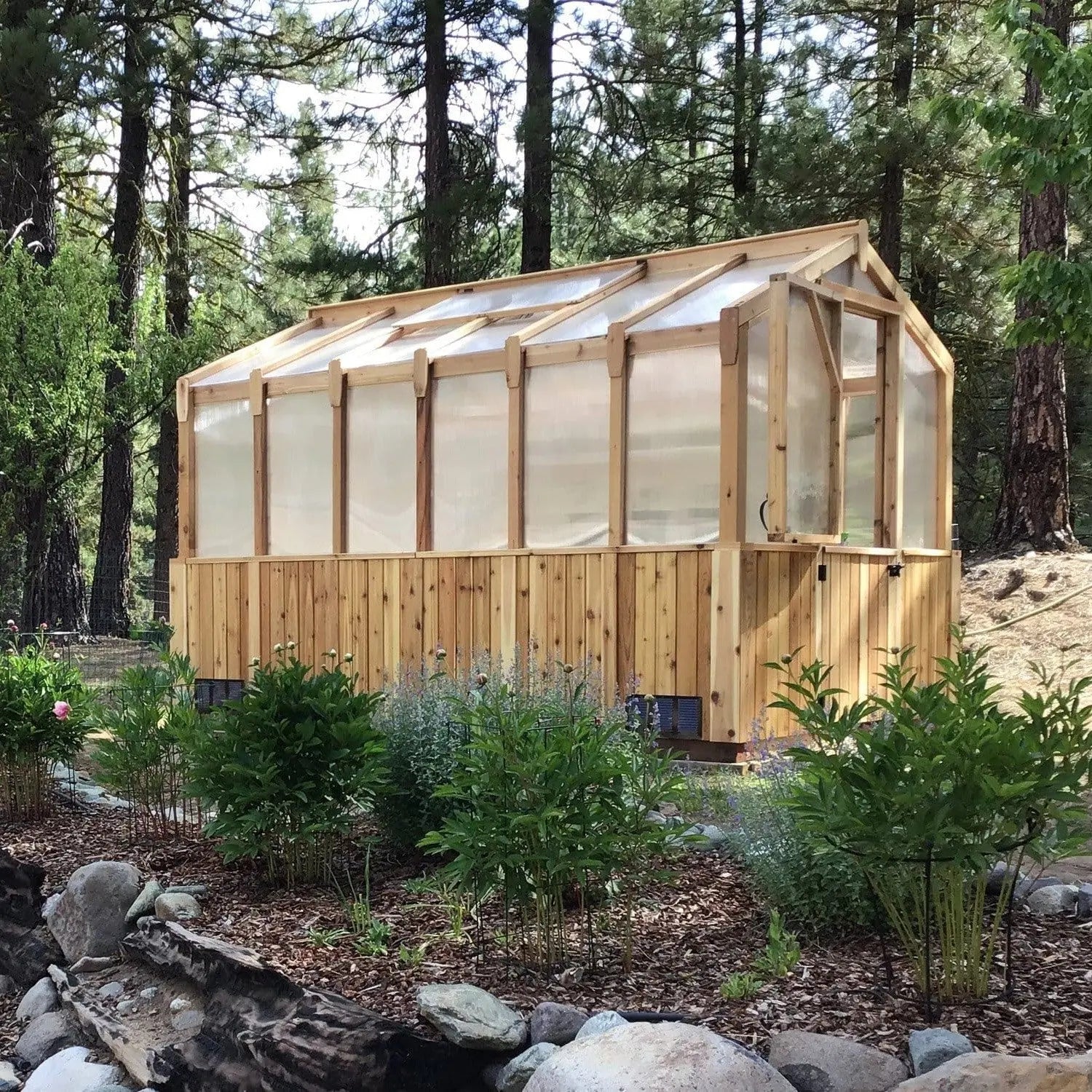 Outdoor Living Greenhouse Kit 8 ft. Wide with 6mm Twin Wall Polycarbonate Panels and Cedar Wood Frame Outdoor Living Today