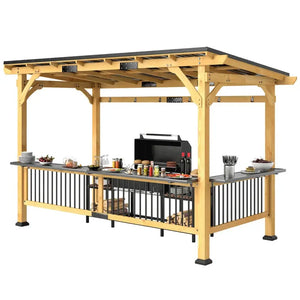 Outsunny 13' x 6' Wooden BBQ Grill Gazebo Outsunny