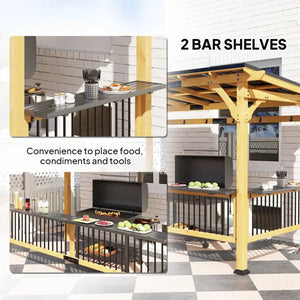 Outsunny 13' x 6' Wooden BBQ Grill Gazebo Outsunny