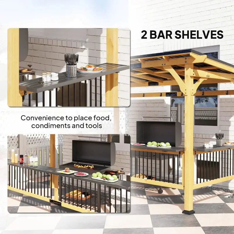 Outsunny 13' x 6' Wooden BBQ Grill Gazebo Outsunny