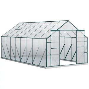 Outsunny 16' x 8' Walk-In Aluminum Greenhouse with Roof Vent & Sliding Door Outsunny