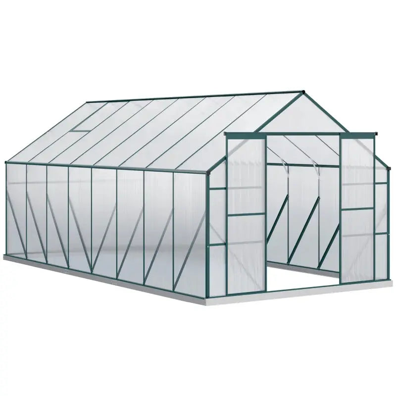 Outsunny 16' x 8' Walk-In Aluminum Greenhouse with Roof Vent & Sliding Door Outsunny