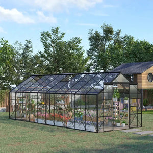 Outsunny 20x8 Aluminum Walk-In Greenhouse with Vent & Sliding Door Outsunny