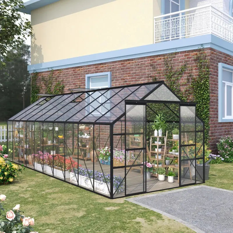 Outsunny 20x8 Aluminum Walk-In Greenhouse with Vent & Sliding Door Outsunny