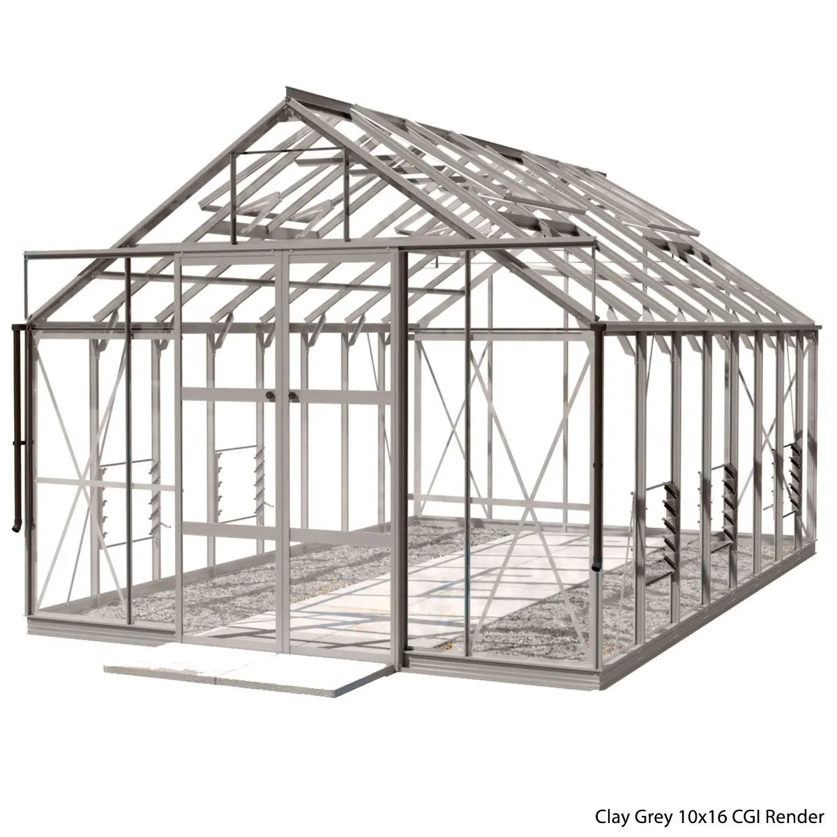 Rhino Premium Greenhouse Kit 10 x 16 ft. with 4mm Toughened Safety Glass Panels and Aluminum Frame Rhino Greenhouse