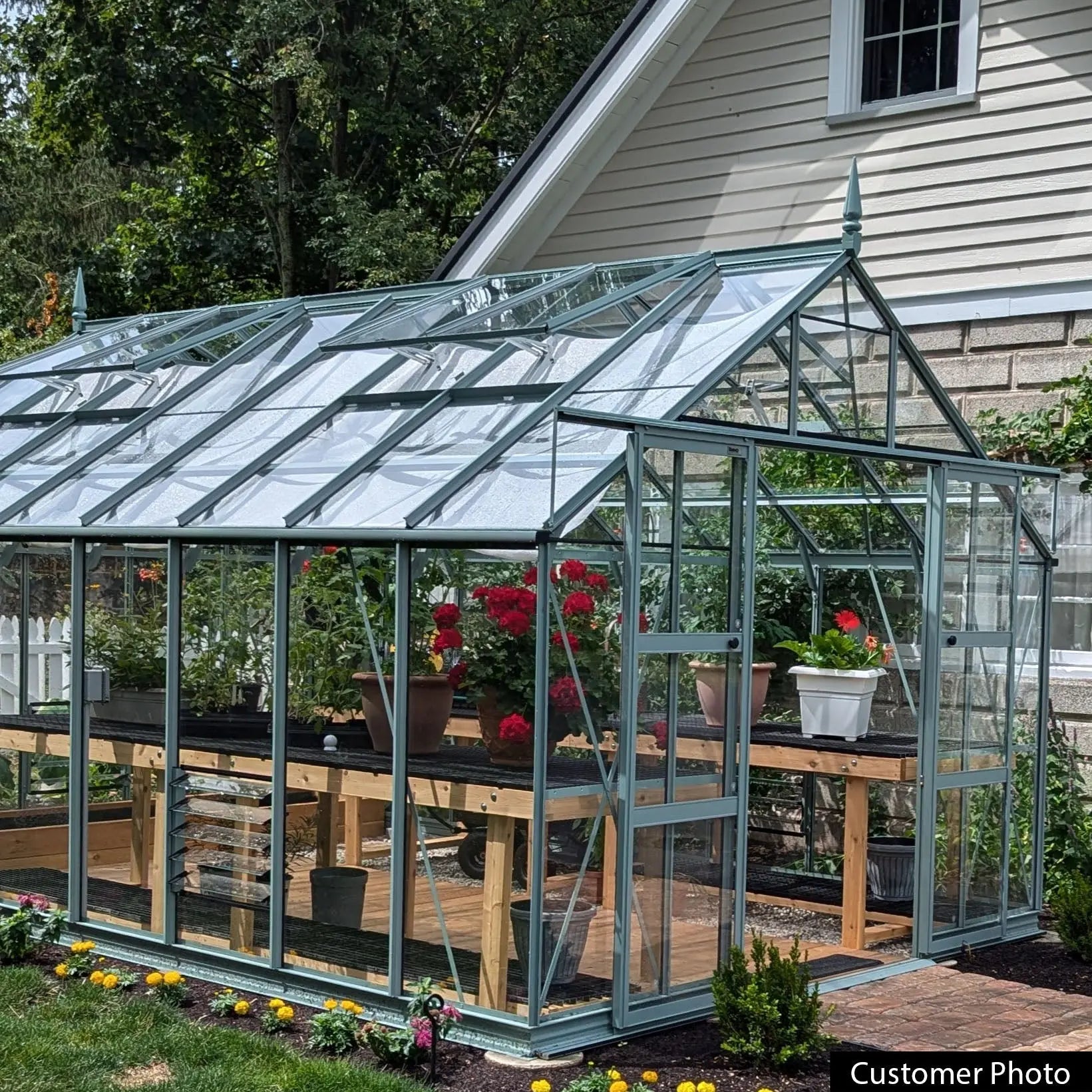 Rhino Premium Greenhouse Kit 10 x 16 ft. with 4mm Toughened Safety Glass Panels and Aluminum Frame Rhino Greenhouse
