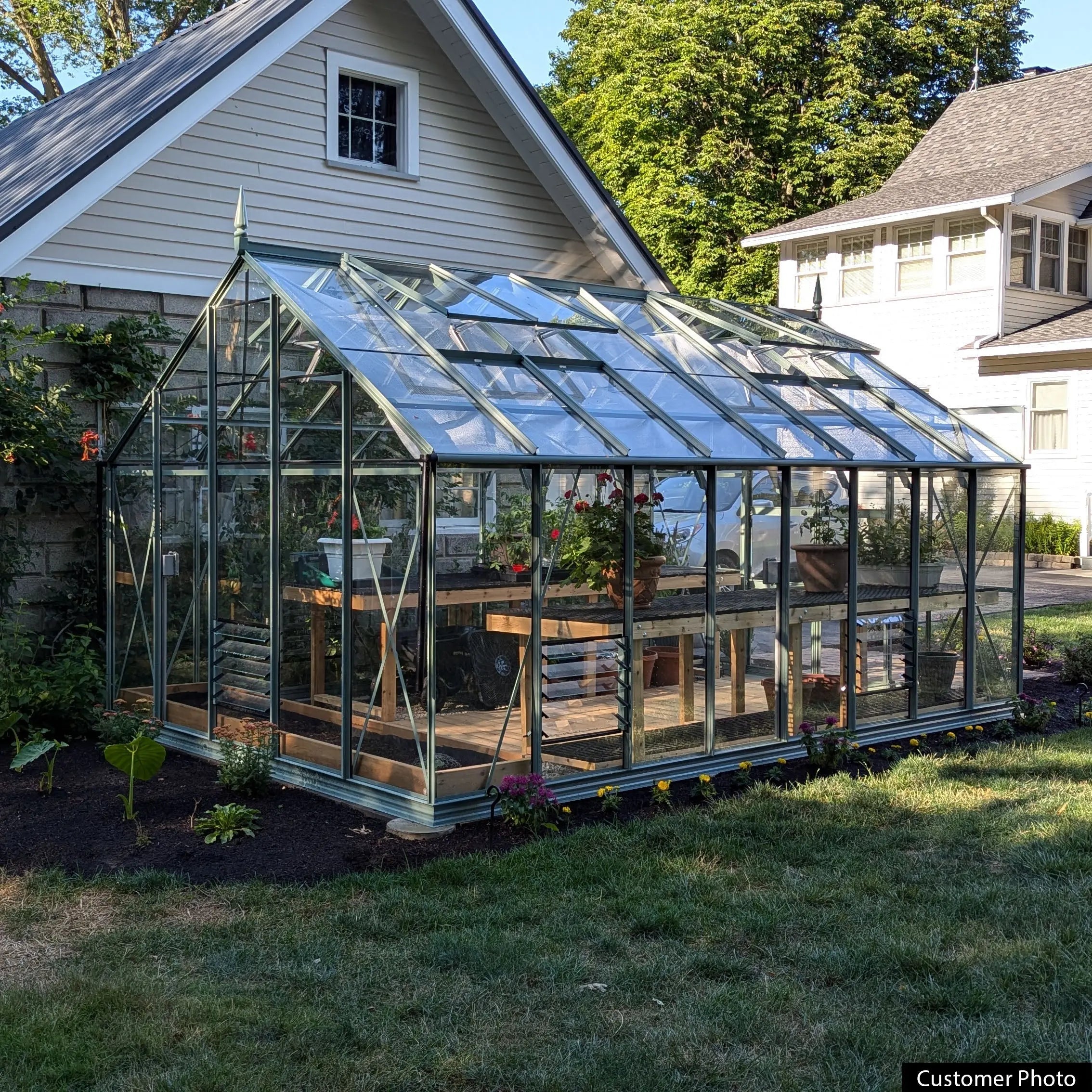 Rhino Premium Greenhouse Kit 10 x 16 ft. with 4mm Toughened Safety Glass Panels and Aluminum Frame Rhino Greenhouse