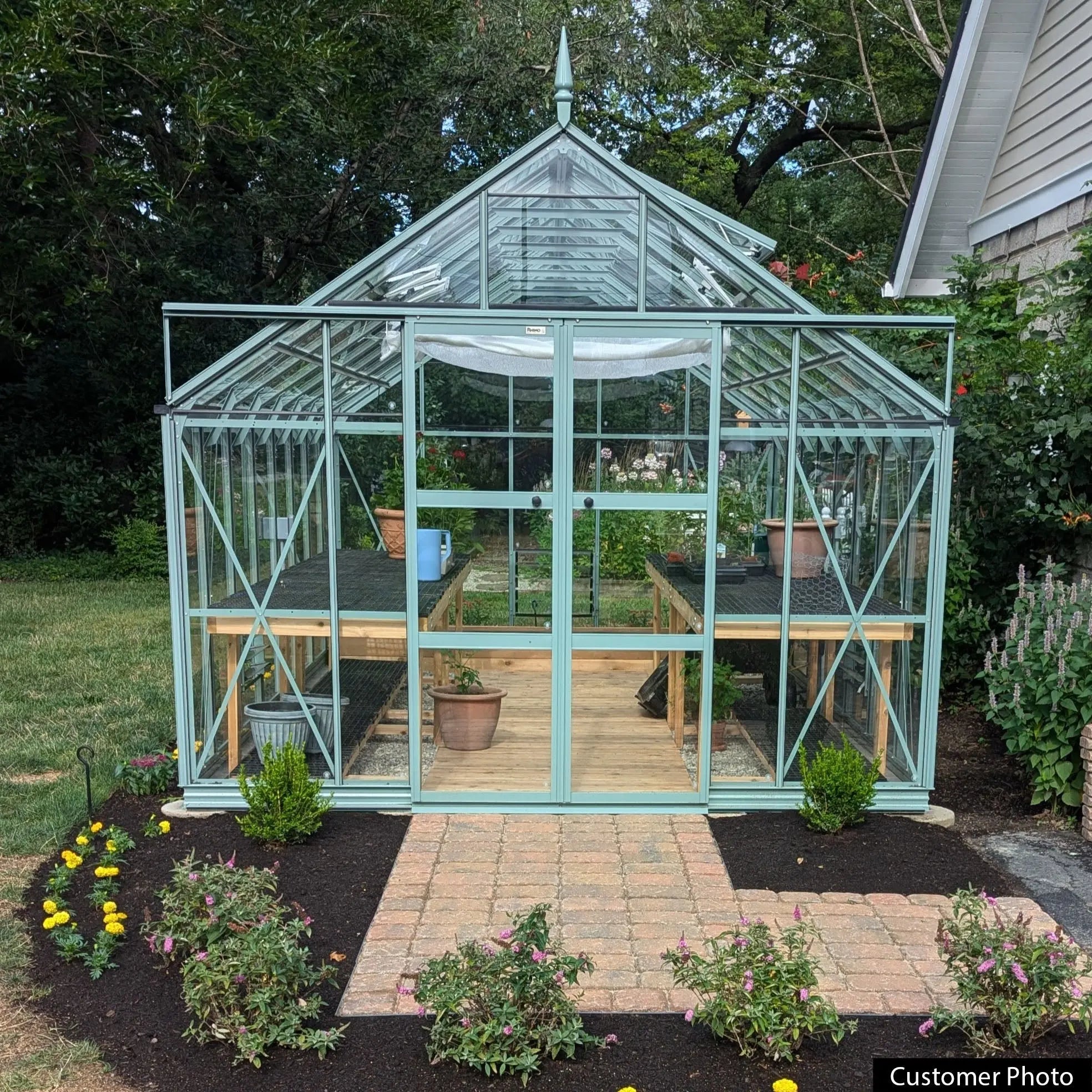 Rhino Premium Greenhouse Kit 10 x 16 ft. with 4mm Toughened Safety Glass Panels and Aluminum Frame Rhino Greenhouse