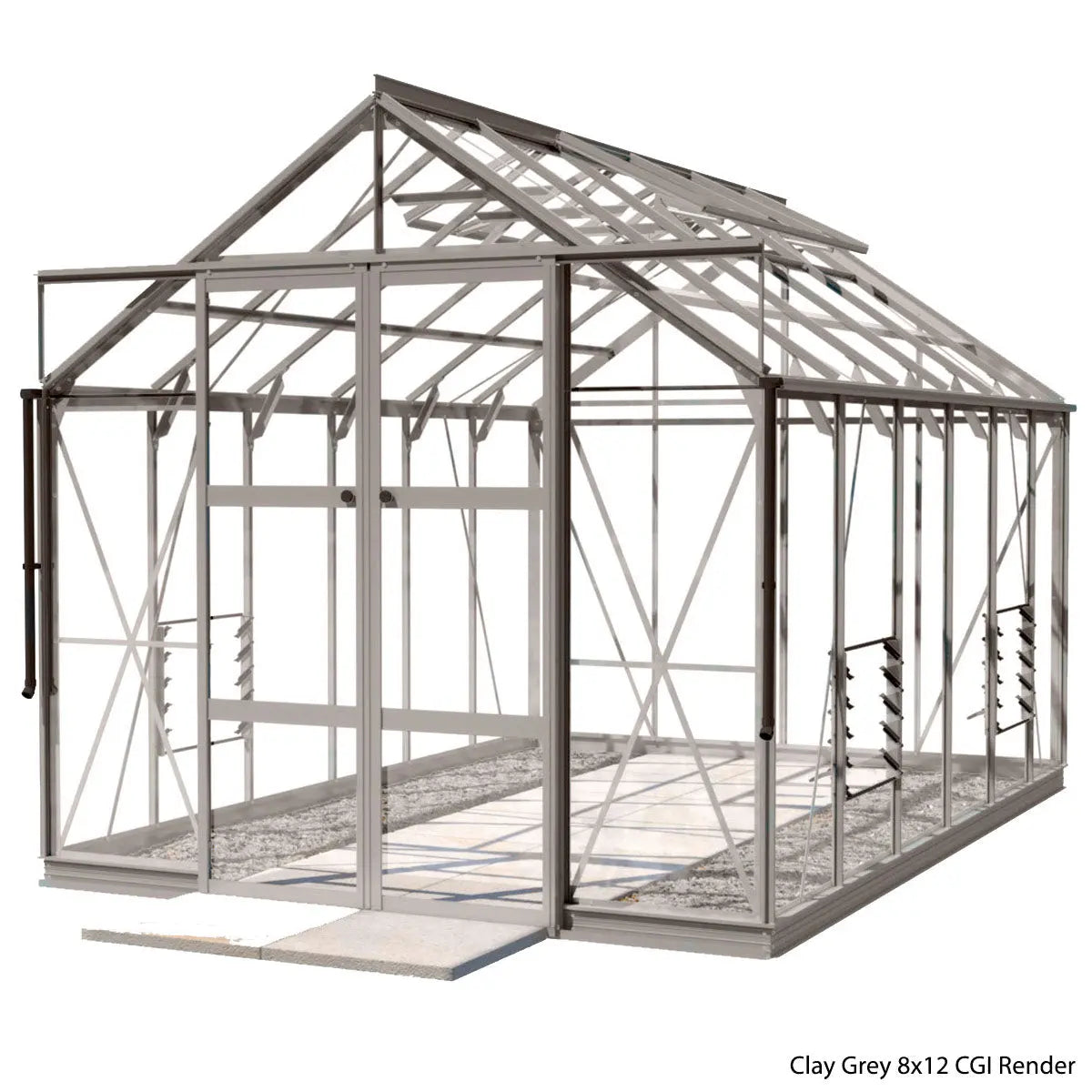 Rhino Premium Greenhouse Kit 8 x 12 ft. with 4mm Toughened Safety Glass and Aluminum Frame Rhino Greenhouse