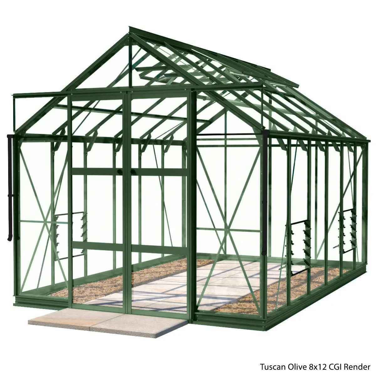 Rhino Premium Greenhouse Kit 8 x 12 ft. with 4mm Toughened Safety Glass and Aluminum Frame Rhino Greenhouse