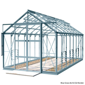 Rhino Premium Greenhouse Kit 8 x 16 ft. with 4mm Toughened Safety Glass Panels and Aluminum Frame Rhino Greenhouse