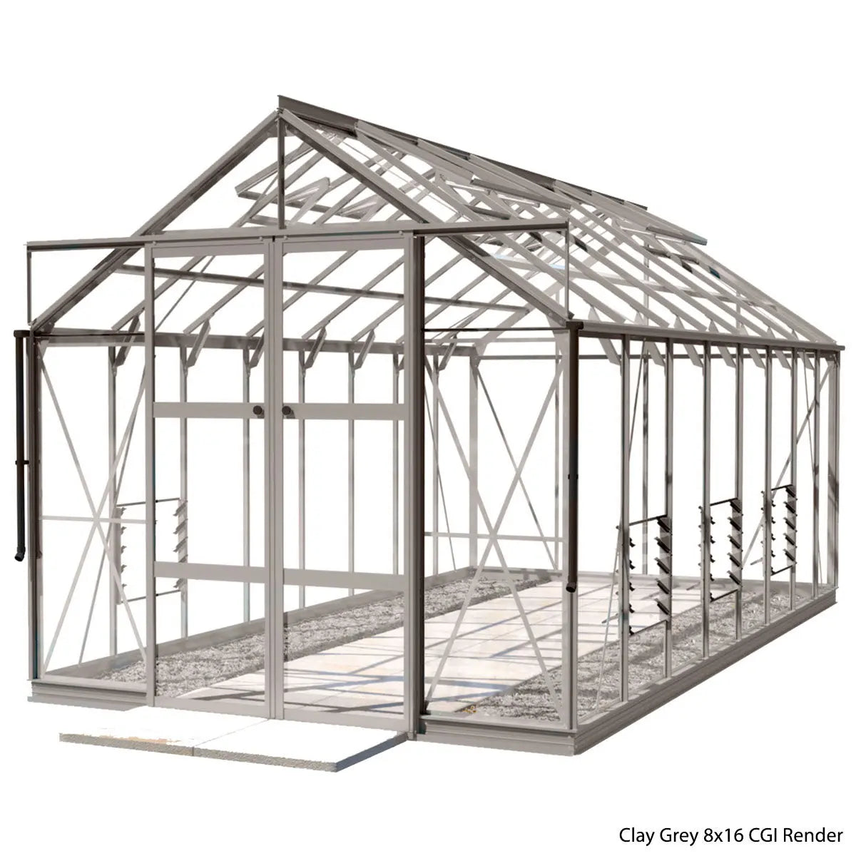 Rhino Premium Greenhouse Kit 8 x 16 ft. with 4mm Toughened Safety Glass Panels and Aluminum Frame Rhino Greenhouse