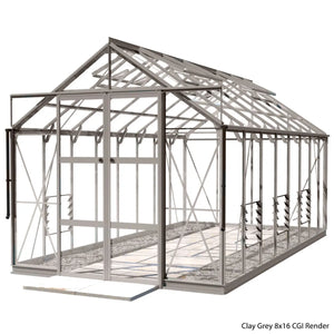 Rhino Premium Greenhouse Kit 8 x 16 ft. with 4mm Toughened Safety Glass Panels and Aluminum Frame Rhino Greenhouse