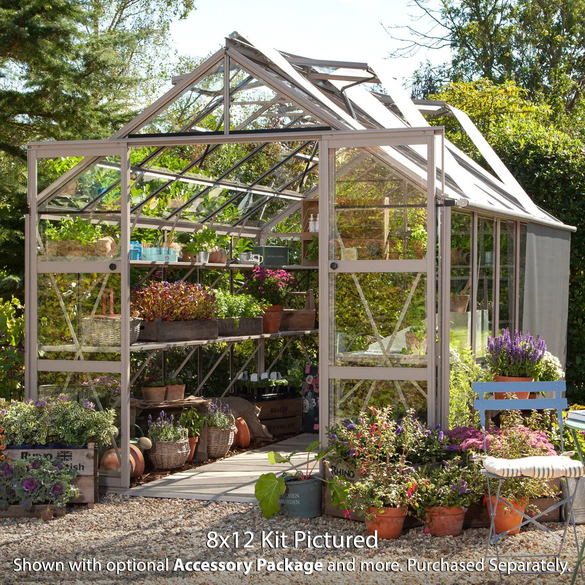 Rhino Premium Greenhouse Kit 8 x 16 ft. with 4mm Toughened Safety Glass Panels and Aluminum Frame Rhino Greenhouse