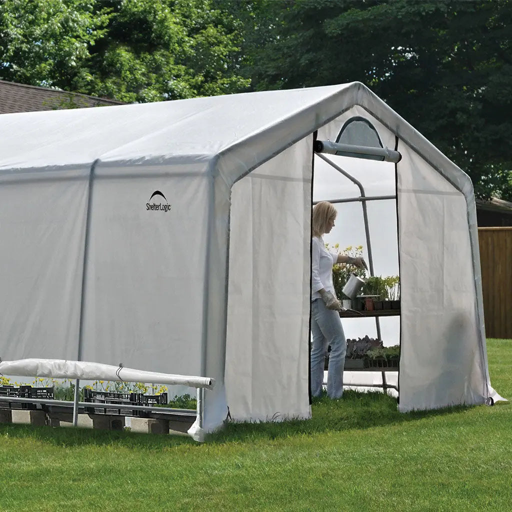 ShelterLogic GrowIT Peak DIY Greenhouse Kit 12 ft. Wide with Translucent Polyethylene Cover and Steel Frame Shelter Logic