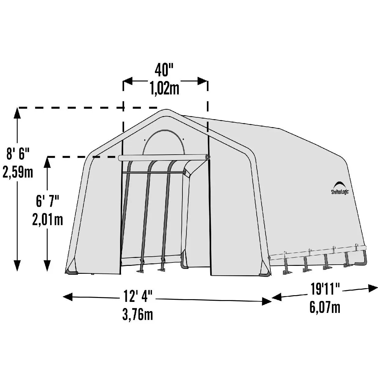 ShelterLogic GrowIT Peak DIY Greenhouse Kit 12 ft. Wide with Translucent Polyethylene Cover and Steel Frame Shelter Logic