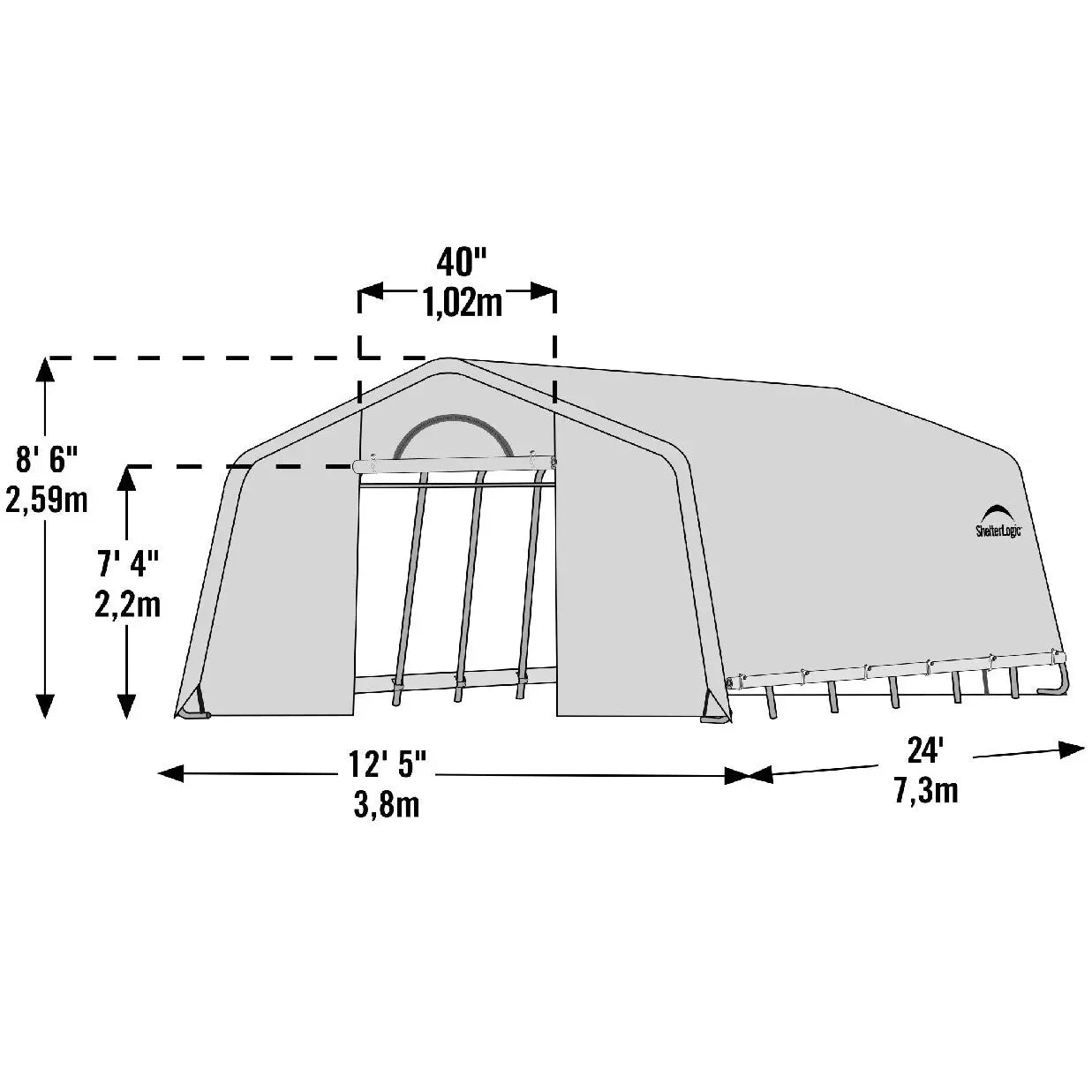 ShelterLogic GrowIT Peak DIY Greenhouse Kit 12 ft. Wide with Translucent Polyethylene Cover and Steel Frame Shelter Logic
