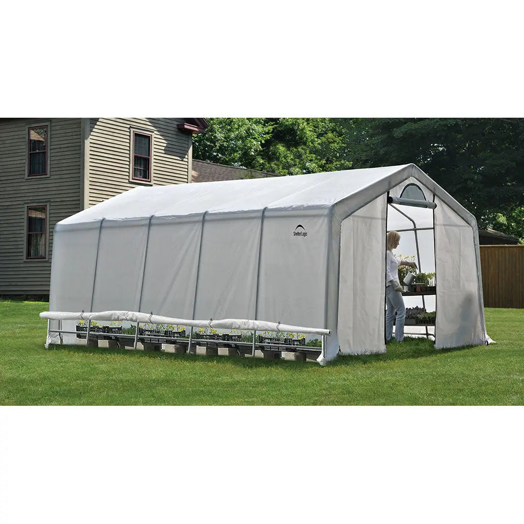 ShelterLogic GrowIT Peak DIY Greenhouse Kit 12 ft. Wide with Translucent Polyethylene Cover and Steel Frame Shelter Logic
