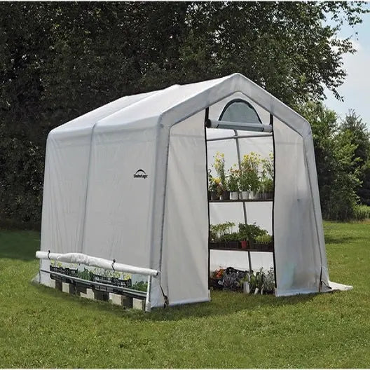 ShelterLogic GrowIT Peak Style DIY Greenhouse Kit 10 x 10 ft. with Triple Layer Translucent Polyethylene Cover and Steel Frame Shelter Logic