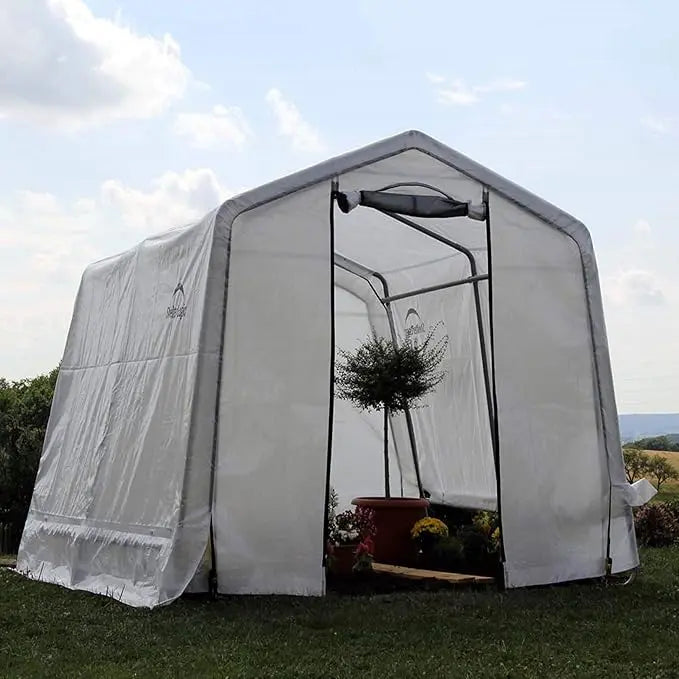 ShelterLogic GrowIT Peak Style DIY Greenhouse Kit 10 x 10 ft. with Triple Layer Translucent Polyethylene Cover and Steel Frame Shelter Logic