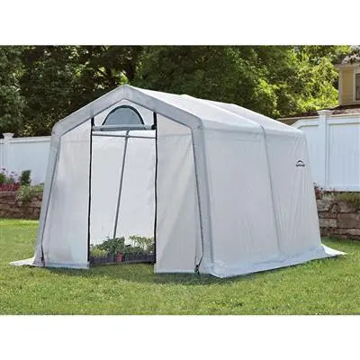 ShelterLogic GrowIT Peak Style DIY Greenhouse Kit 10 x 10 ft. with Triple Layer Translucent Polyethylene Cover and Steel Frame Shelter Logic