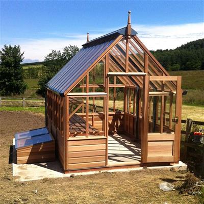 Gabriel Ash Rosemoor Greenhouse Kit 6 x 10 ft. with Tempered Glass Panels Red Cedar Wood Frame and Cold Frame Option