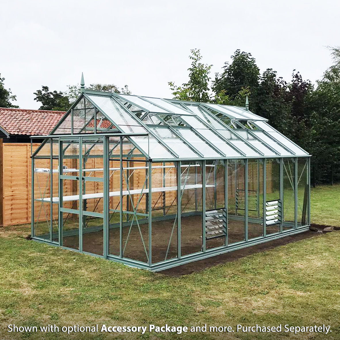 Rhino Premium Greenhouse Kit 10 x 16 ft. with 4mm Toughened Safety Glass Panels and Aluminum Frame