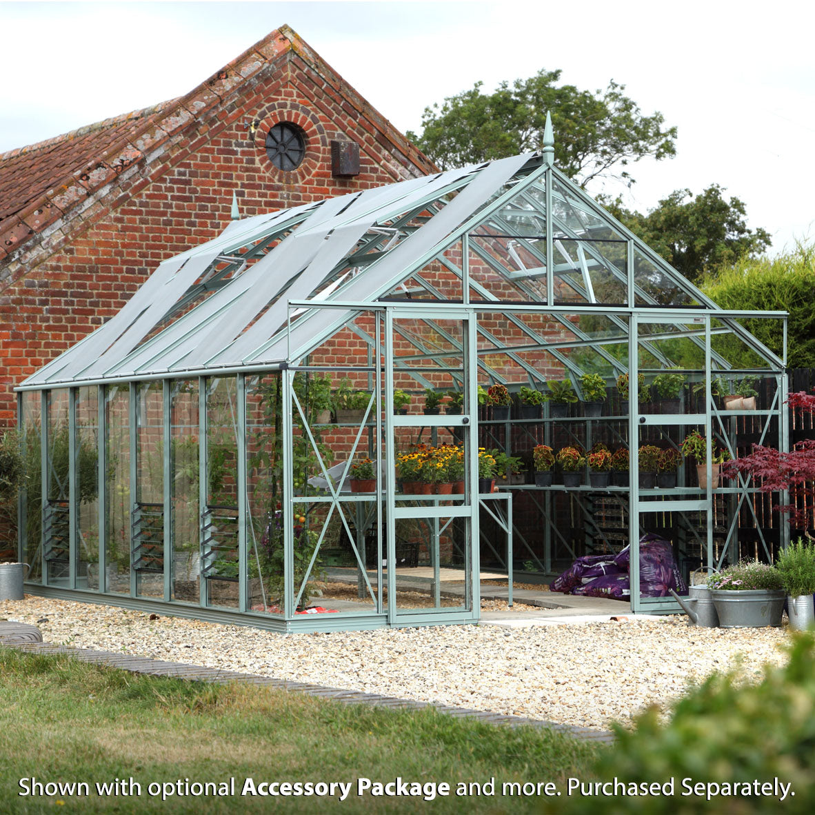 Rhino Premium Greenhouse Kit 12 x 16 ft. with 4mm Toughened Safety Glass and Aluminum Frame