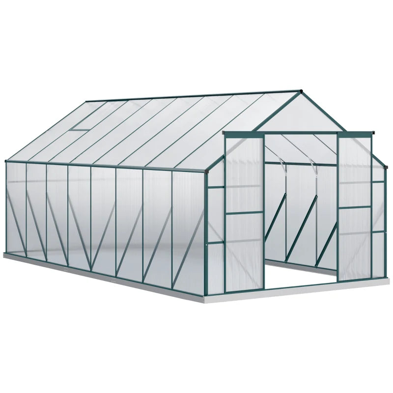 Outsunny 16' x 8' Walk-In Aluminum Greenhouse with Roof Vent & Sliding Door