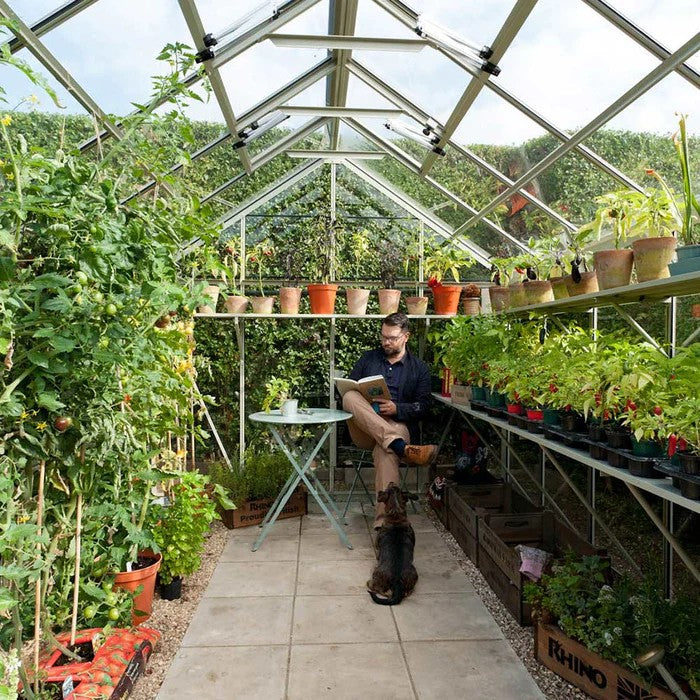 Rhino Premium Greenhouse Kit 8 x 16 ft. with 4mm Toughened Safety Glass Panels and Aluminum Frame