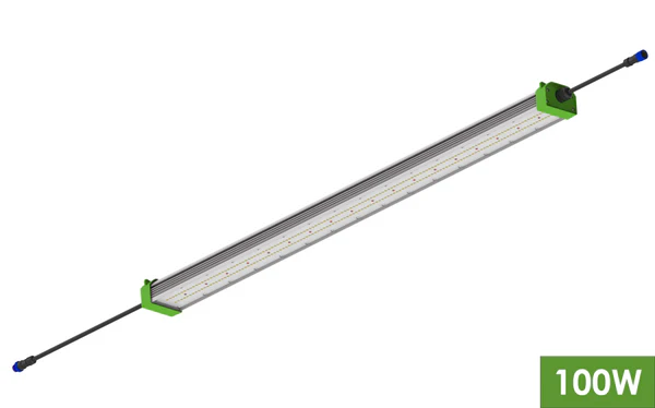 TotalGrow Mezzo 100W LED grow light bar for greenhouses and indoor plant lighting, IP66 waterproof, full spectrum, 2.8 µmol/J efficiency